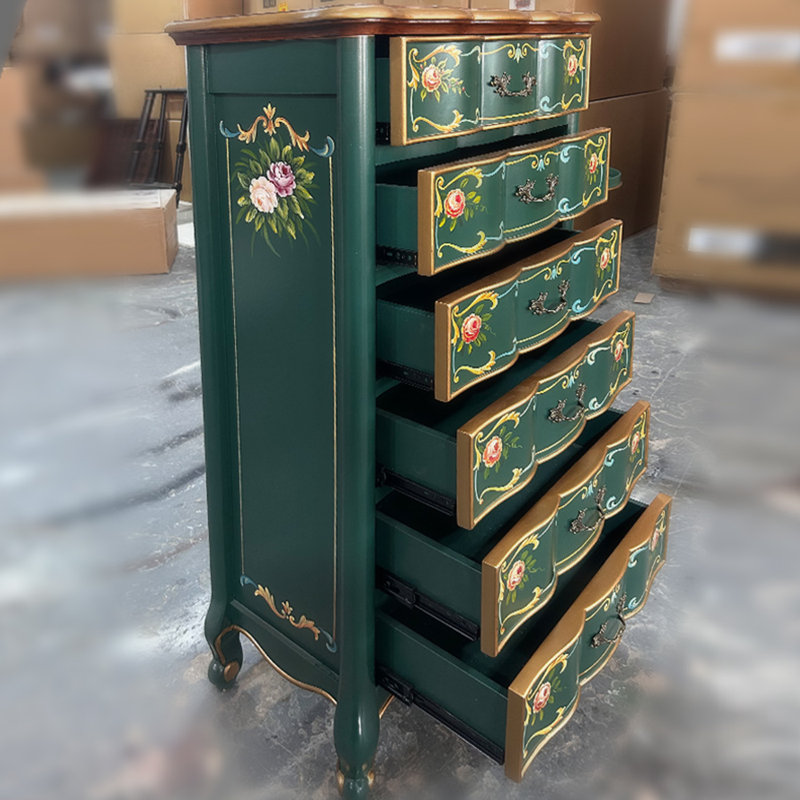 Commode d'appoint six tiroirs peinte à la main