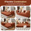 Canapé modulaire 78,8 po, aucun assemblage requis, siège profond, canapé modulaire réarrangable, revêtement en velours côtelé confortable, canapé inclinable peu encombrant-1566600583