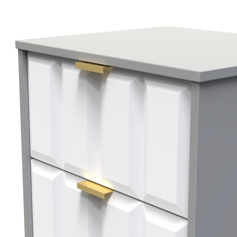 Doss 45cm W Manufactured Wood Bedside Table, White Matt/Dusk Grey