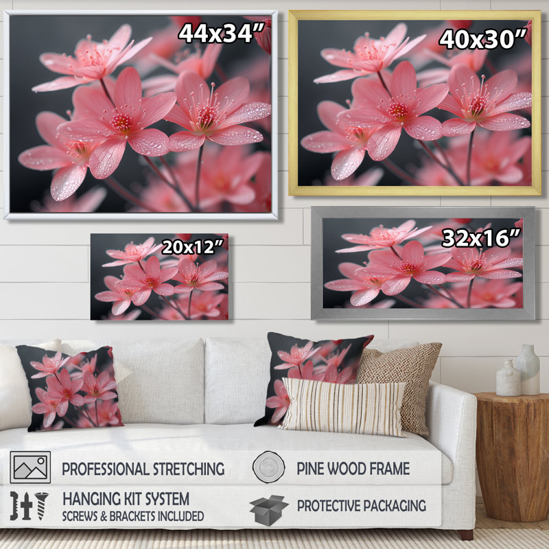 Gillan - impression d'art mural cerisier en fleurs, Toile encadrée noire simple, H 12 po x l 20 po x P 1 po