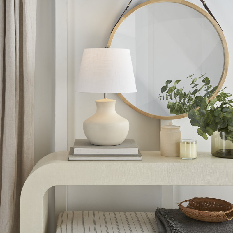 Lampe de table en céramique Kloman, Crème