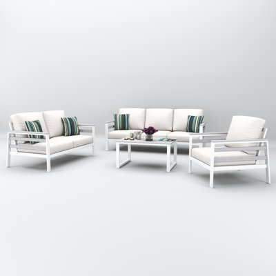 Townsend 4 Person Seating Group With Sunbrella Cushions by Birch Lane