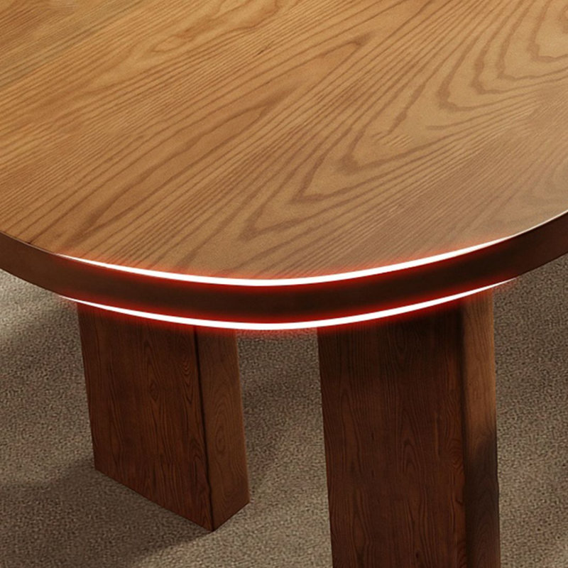 Table de salle à manger ovale en bois massif brun noisette, H 29,53 po x L 78,74 po x l 31,5 po
