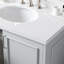 Ariel 43 Inch Pure White Quartz Bathroom Vanity Countertop 1.5 Inch Thick Mitre Edge With Left Offset Oval Single Sink And Includes Backsplash