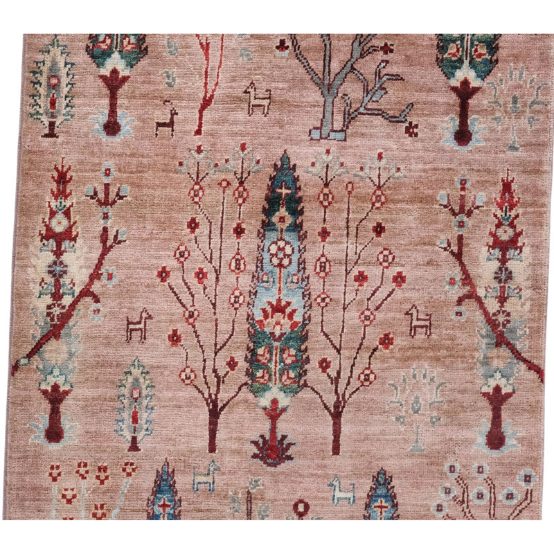 High-Quality Hand-Knotted Pink And Blue Area Rug