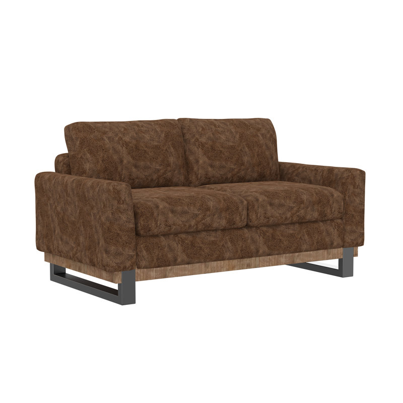 Calaya 63 " Faux Leather Loveseat, Hickory