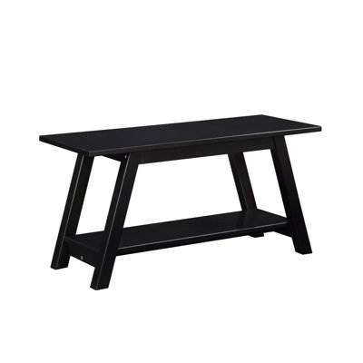 Solid Wood Bench with Shelf