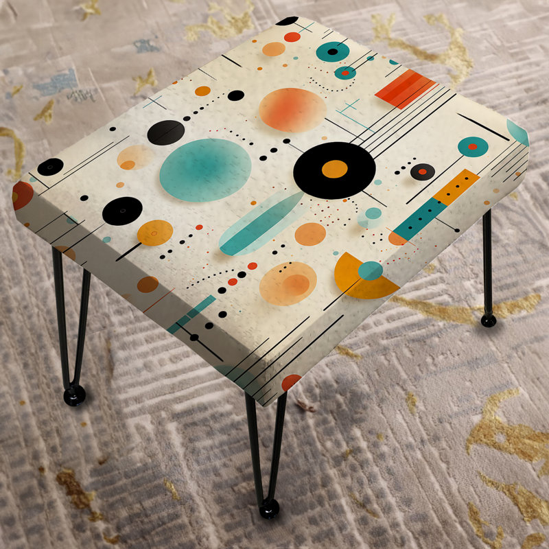 Blue Retro Geometric Spheres Melody - Vintage Rectangle Ottoman