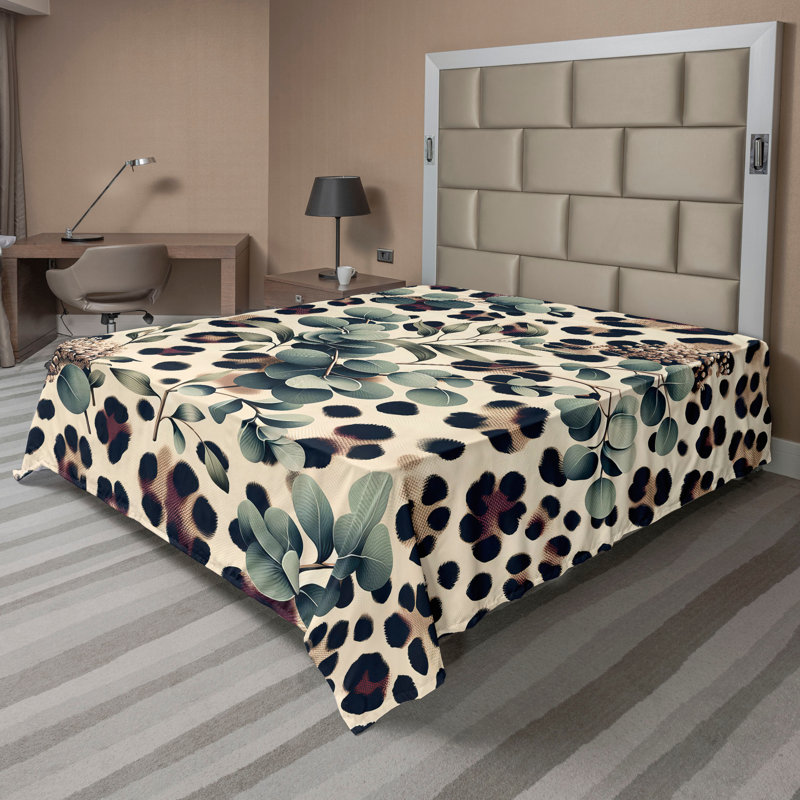 Full Size Blue and Green Animal Print Microfiber Flat Sheet