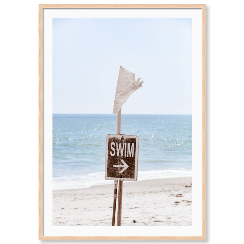 Swim Malibu Beach Print by Carly Tabak, Black Wood, 18" W x 25" H