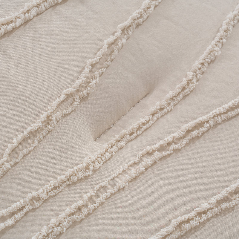 Ensemble d'édredon en microfibre jacquard 7 pièces Waves, Beige, Grand