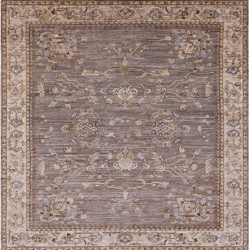 Tapis oriental brun Halstad, Carré 7 pi