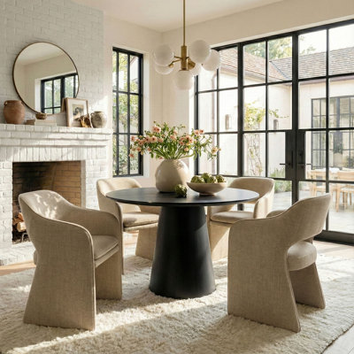 19" Seat Height Upholstered Fabric Dining Armchair