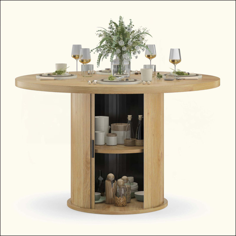 Table de salle à manger ronde pour 4 personnes, petite table de cuisine en bois avec base en métal robuste, table de salle à manger ronde moderne pour salle à manger, assemblage facile