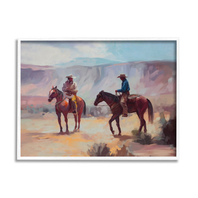 «Desert Cowboys Horses Landscape» encadré sur bois par Ziwei Li, impression