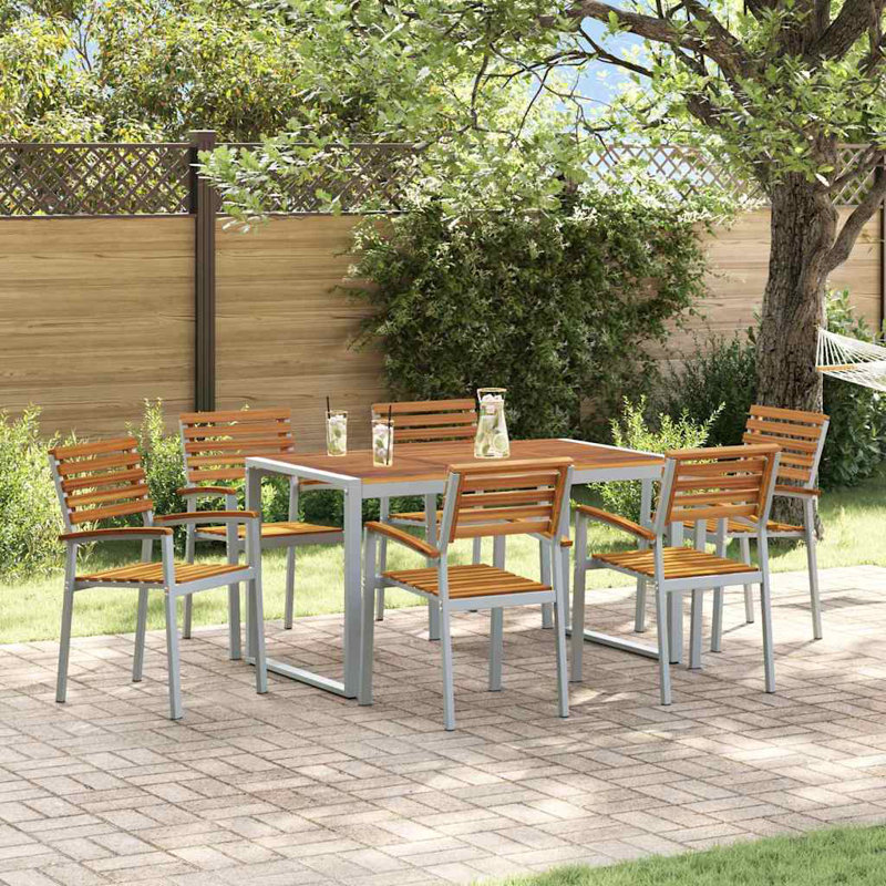 6 - Person Patio Dining Set with, 75cm H x 140cm W x 80cm D