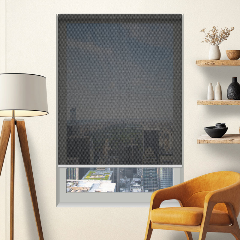 Luxueux abat-jour solaire à 3% avec envers réfléchissant, Gris foncé, L 24 po x L 48 po