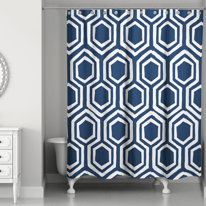 Rideau de douche simple Arib, Bleu / Blanc