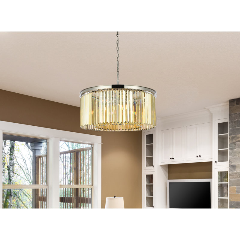 Yazmin 8 - Light Crystal Pendant, Polished Nickel, Smoky