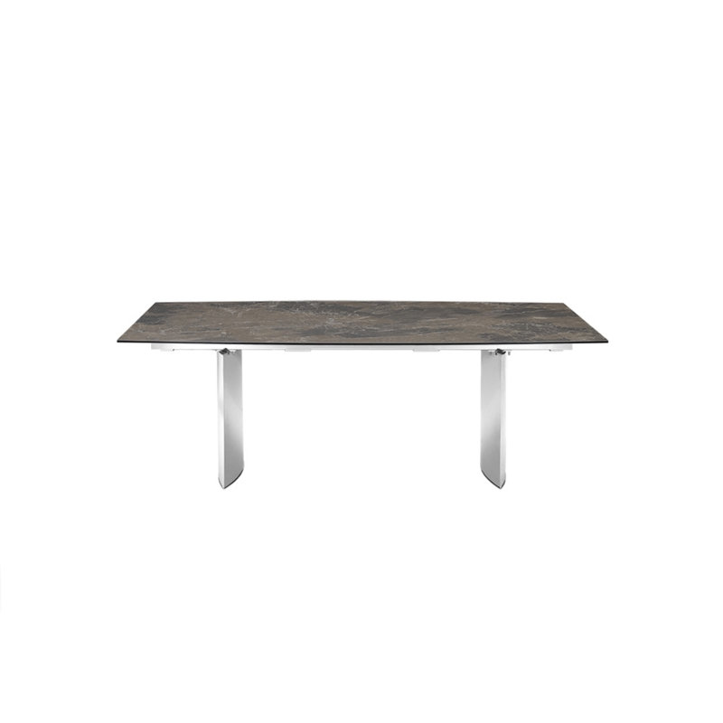 Allegra Modern Stainless Steel Extendable Dining Table in Brown