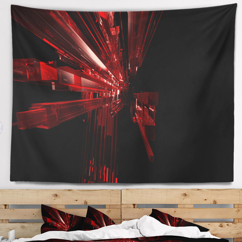 Tapisserie en arrière-plan abstrait en cristal rouge 3d, H 50 po x l 60 po
