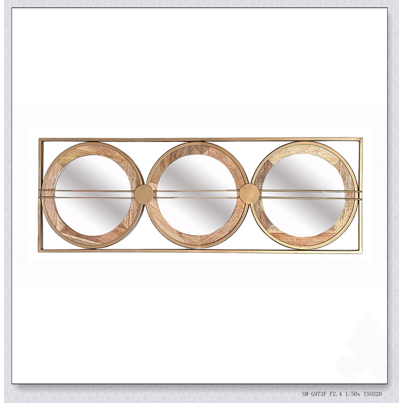 Décoration murale à miroir 3 pièces Adelaide dans un cadre rectangulaire doré