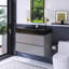 36 po W Meuble-lavabo mural simple avec lavabo noir-106950565