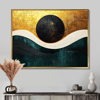 Lune sans limite dorée et noire - rêverie géométrique abstraite