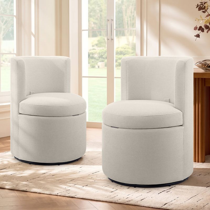 Fauteuil de coiffeuse pivotant avec rangement caché, grand et large, sans assemblage requis, Lin lin