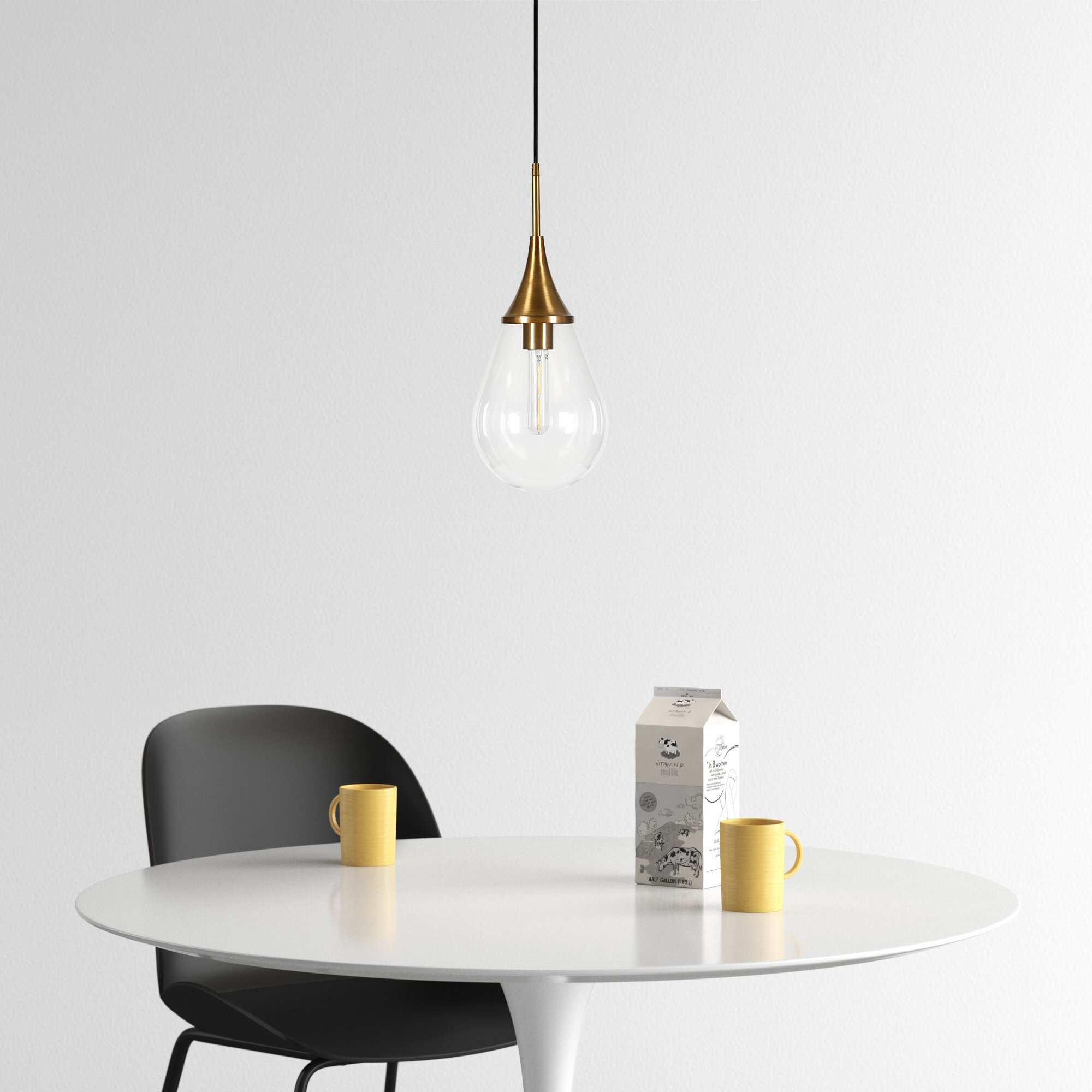 Hoye Single Light Glass Dimmable Pendant, Gold, Clear, 13.88"H x 8.63"W x 8.63"D