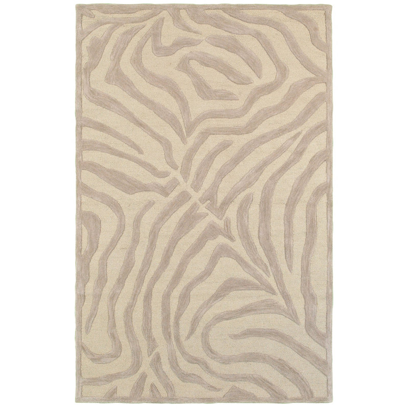 Tapis gris / argenté touffeté à la main Duley, Rectangle 5 pi x 7 pi 9 po