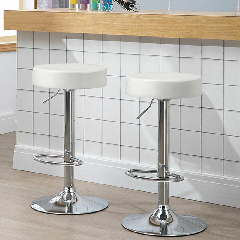 Dawer Swivel Upholstered Adjustable Height Counter Stool with Metal Frame, White, 2
