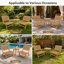 Ensemble de 2 chaises d'appoint d'extérieur en bois d'acacia massif au fini teck doré avec osier tressé rond-129458895