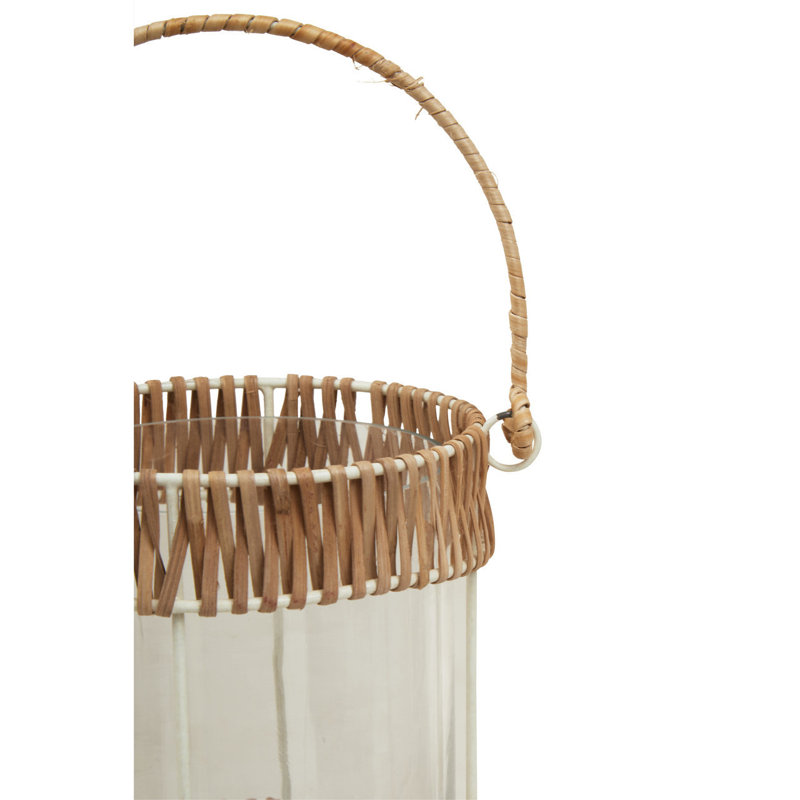 Wicker Tabletop Lantern, 15cm H x 12cm W x 12cm D