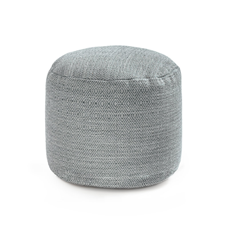 Sfera 17" Gray Maze Upholstered Pouf Ottoman, Gray
