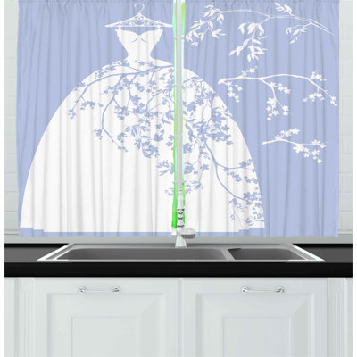 Floral Pointed Kitchen Curtain