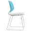 Ensemble de 4 chaises empilables modernes blanches et bleues, siège en polypropylène, dossier renforcé en fibre de verre, dimensions : 48 x 50 x 86 cm, confortables et peu encombrantes, ergonomiques pour le travail de bureau.