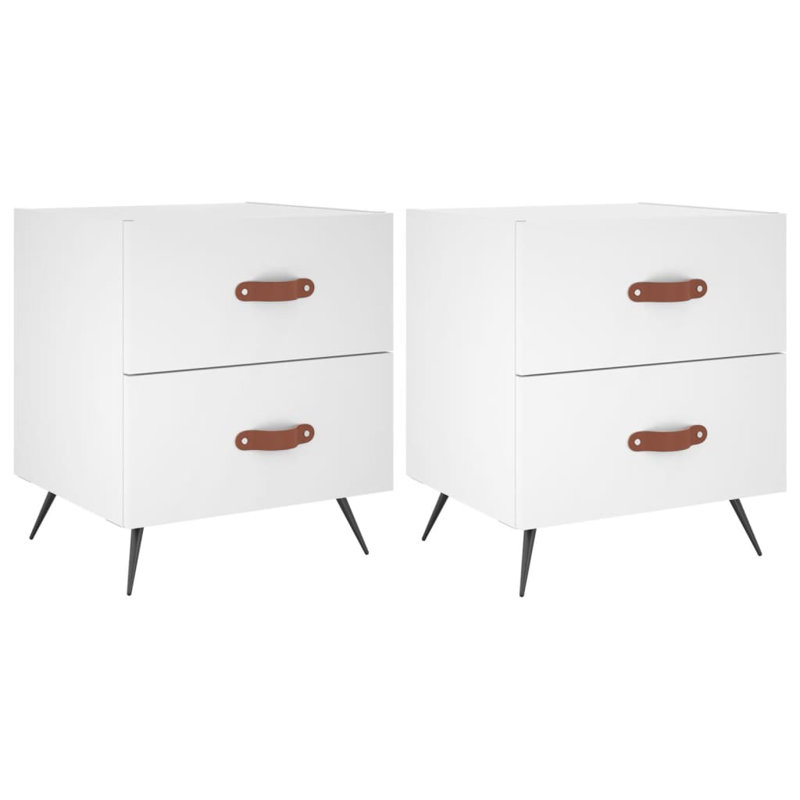 Hilaire 40 cm W Iron Bedside Table, White, Set of 2