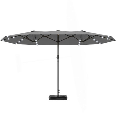 Easy To Use Double-Sided Parasol With Base,Patio Parasol With LED Solar Lights,Parasol Double-Sided Sun Umbrella