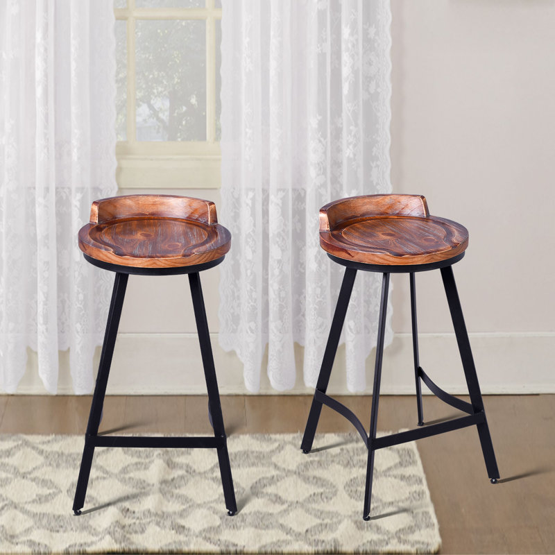 Garlen Solid Wood 26.38'' Counter Stool