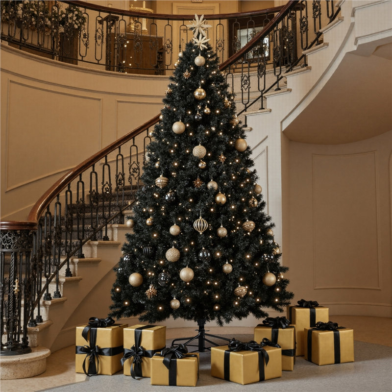 Easy Set-Up Lighted Spruce Black Christmas Tree, 6'