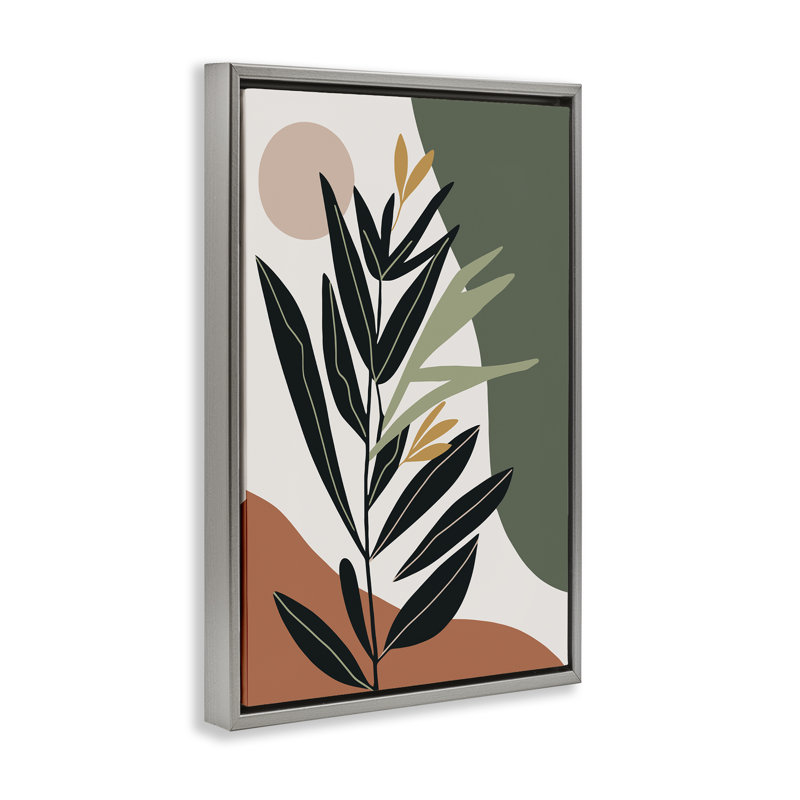  Toile feuillage tropical terreux par LSR Design Studio, Cadre flottant gris lustré, H 31 po x l 21 po