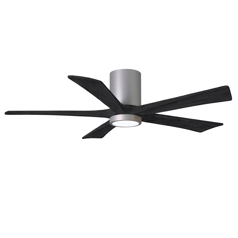 Ventilateur de plafond à 5 pales DEL avec ensemble d'éclairage inclus Irene, Nickel brossé, 52", Noir mat