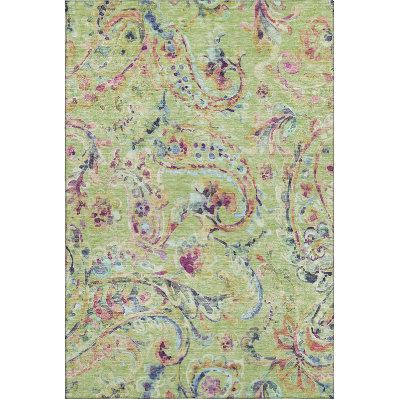 Premium Machine Washable Prisco Aloe Rug, Rectangle 2'6" x 3'10"