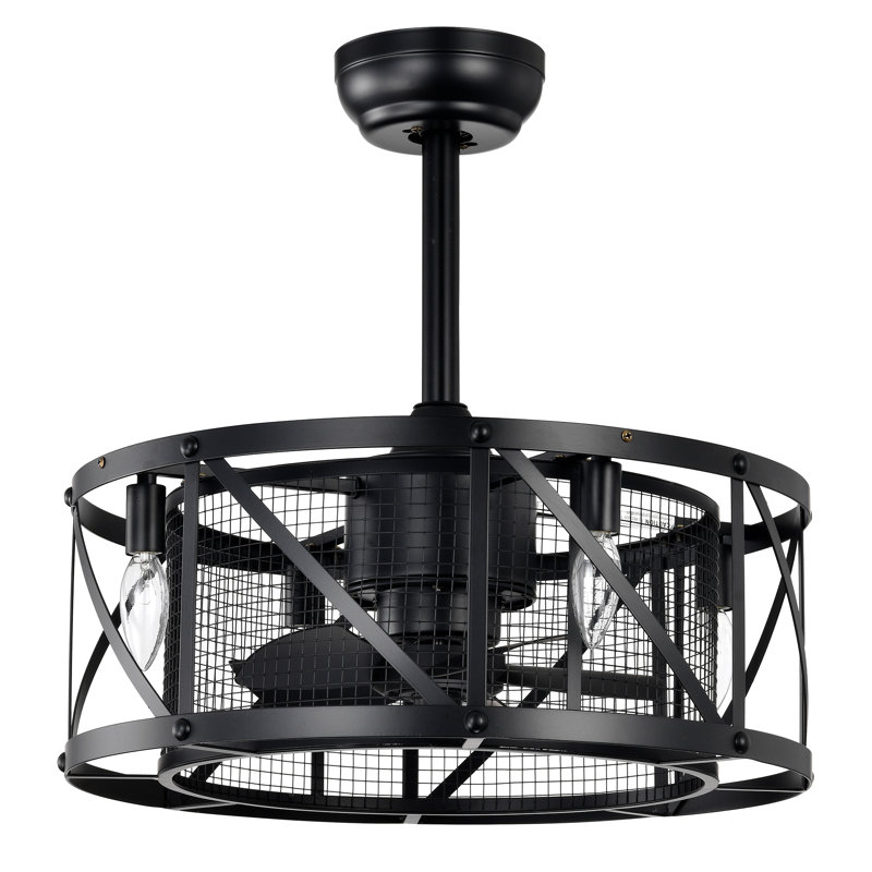 Ventilateur de plafond industriel à 5 pales de 20 po avec télécommande, ventilateur de plafond à 5 pales ABS - noir mat