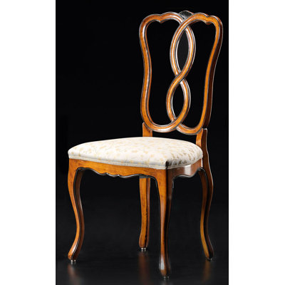Queen Anne Back Side Chair in Beige/Brown