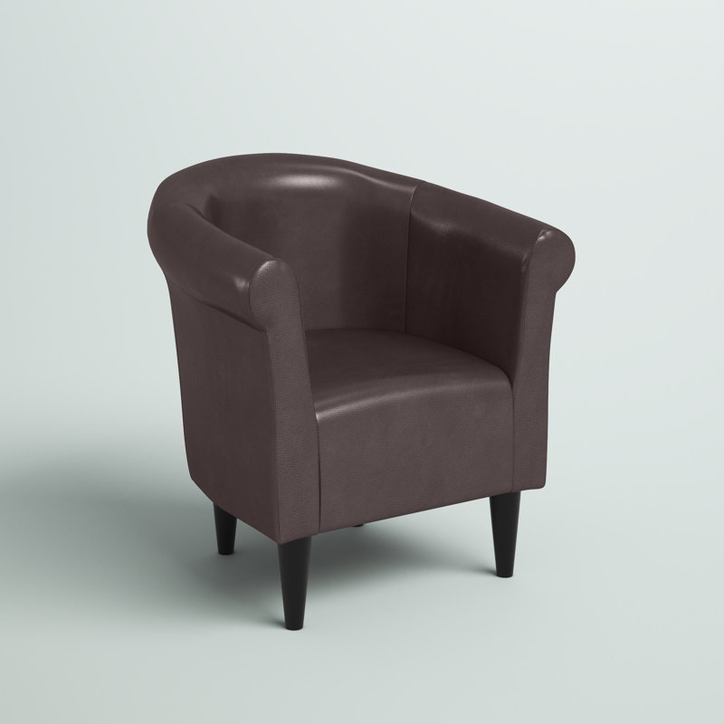 Fauteuil demi-tonneau l 30,5 po Liam, Similicuir brun