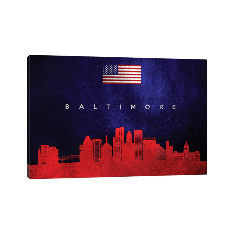 Baltimore Maryland Skyline by Adrian Baldovino - Wrapped Canvas Print, 30.48 cm H x 45.72 cm W