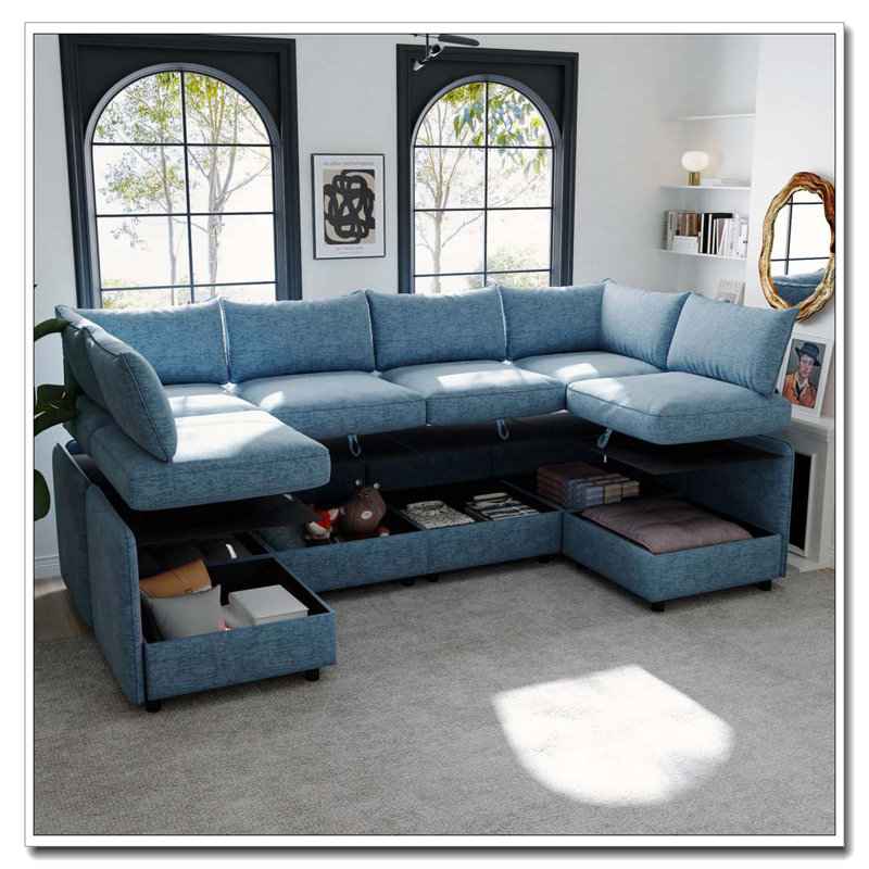 Siège sans accoudoirs pour canapé modulaire modulaire, Bleu antique