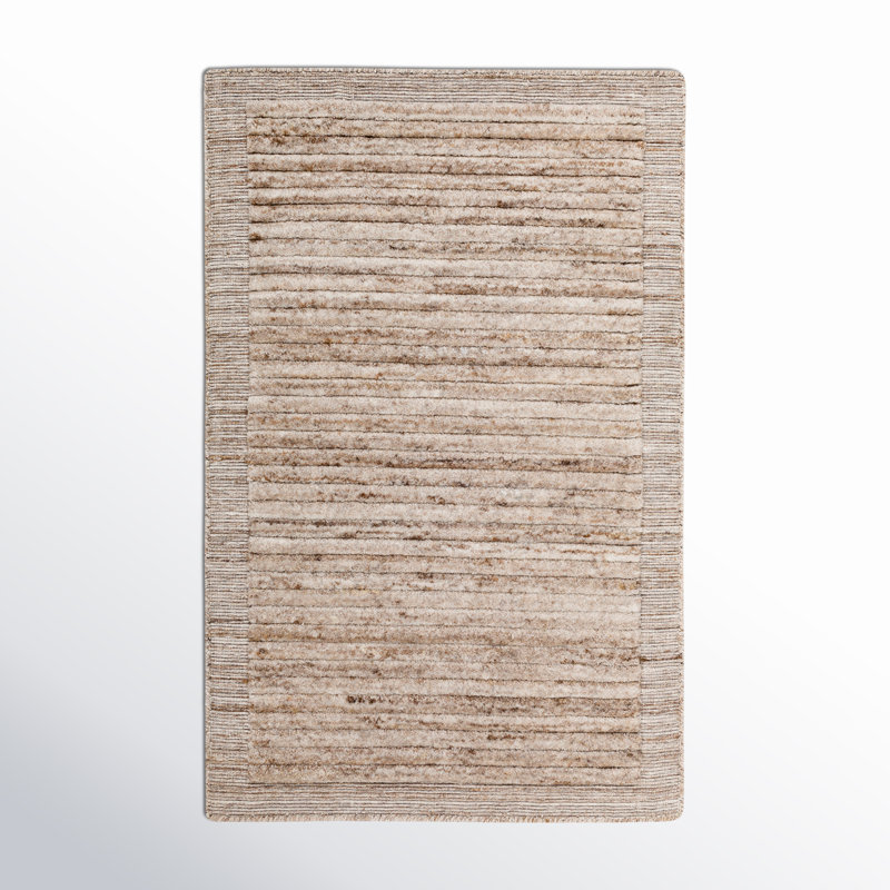 Felipa rayé tissé à la main recyclé P.E.T. Tapis intérieur / extérieur beige, Rectangle 2 pi x 3 pi